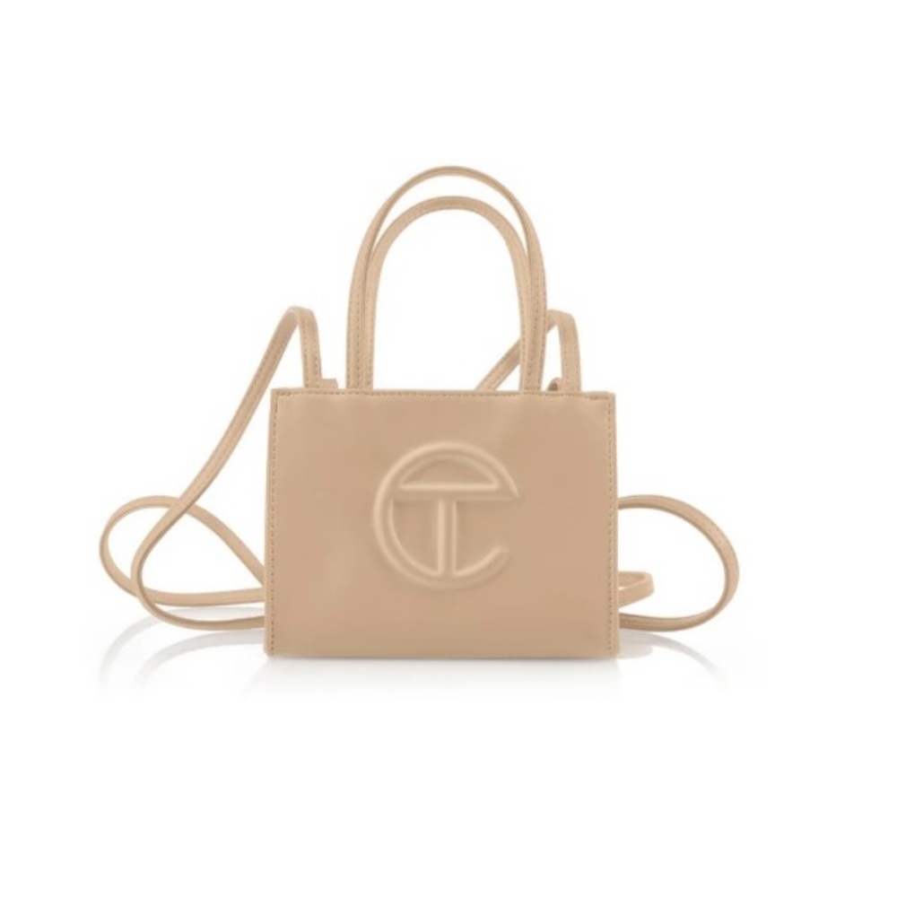 Telfar Tan Mini Bag with Signature Logo and Versatile Straps